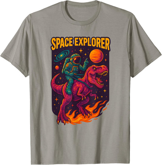 Astronaut Dinosaur Cosmic Fantasy Space Explorer T-Shirt