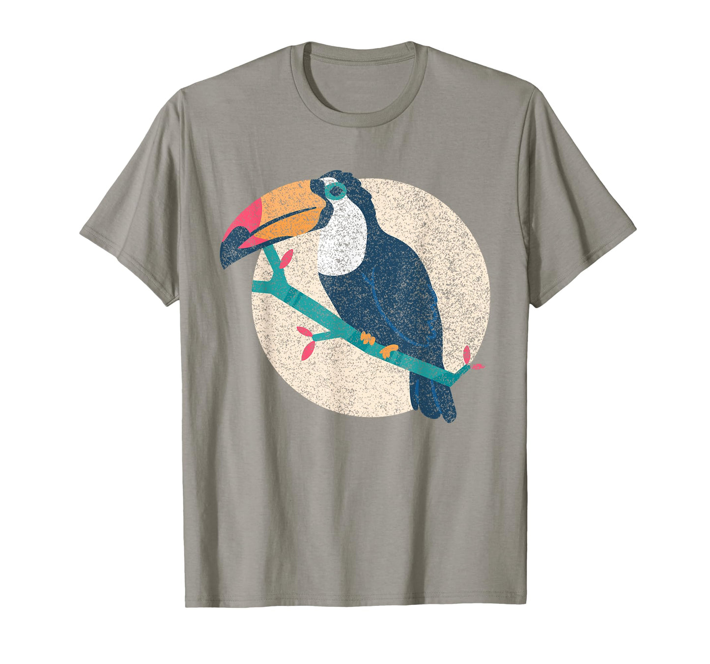Cool Vintage Distressed Animal T-Shirts Co. - Vintage Distressed Style Toucan T-Shirt - Unisex-Adults - Grey - Small - Short Sleeve - Classic Fit - Cotton 50%, Polyester 50%