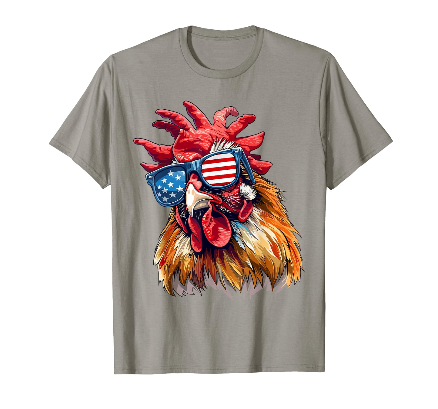 Chicken USA Flag Funny Chicken Lovers Mom Dad 4th of July Women Kids Men T-Shirt