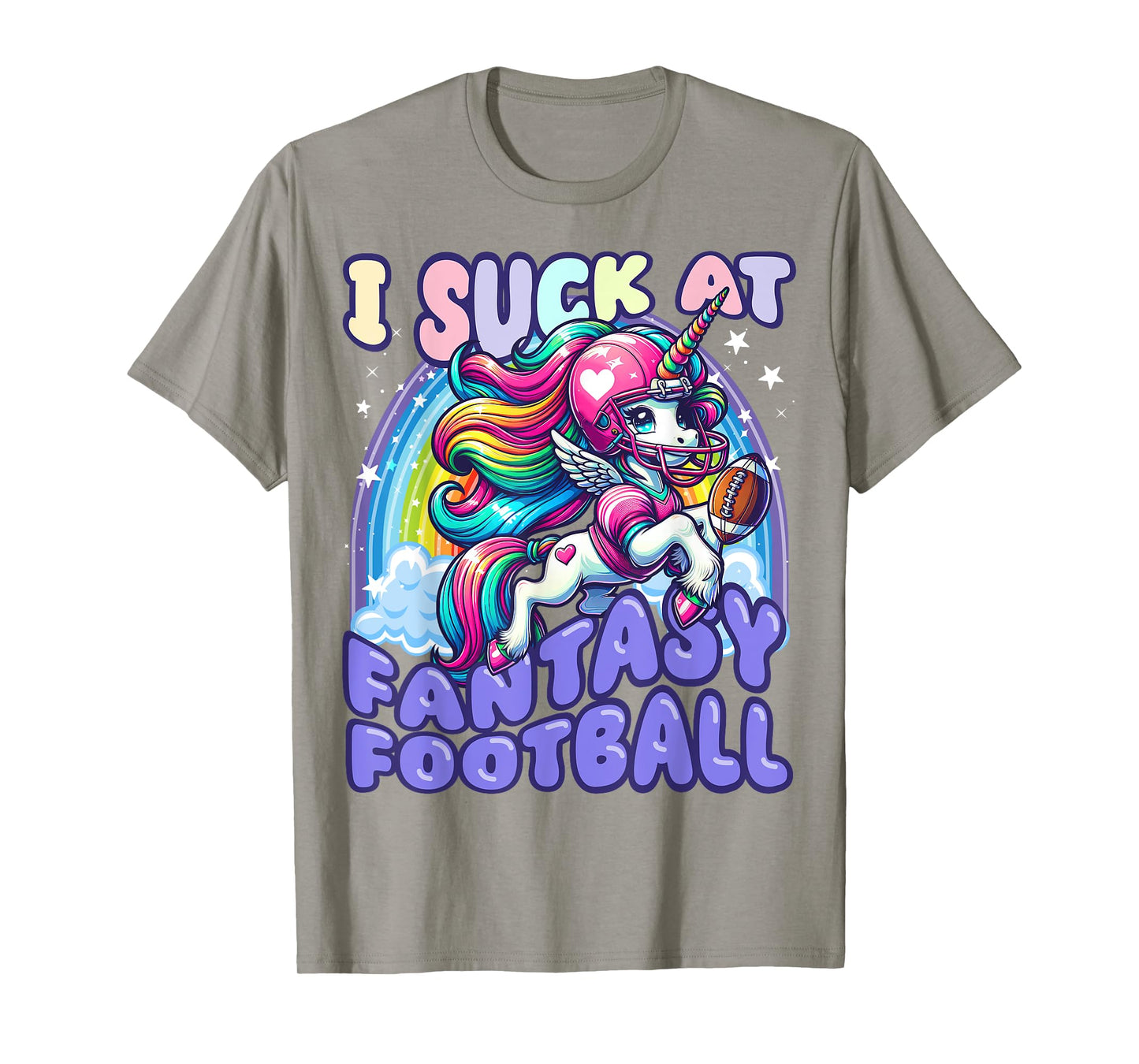 I Suck at Fantasy Football Unicorn Rainbow Loser Men T-Shirt