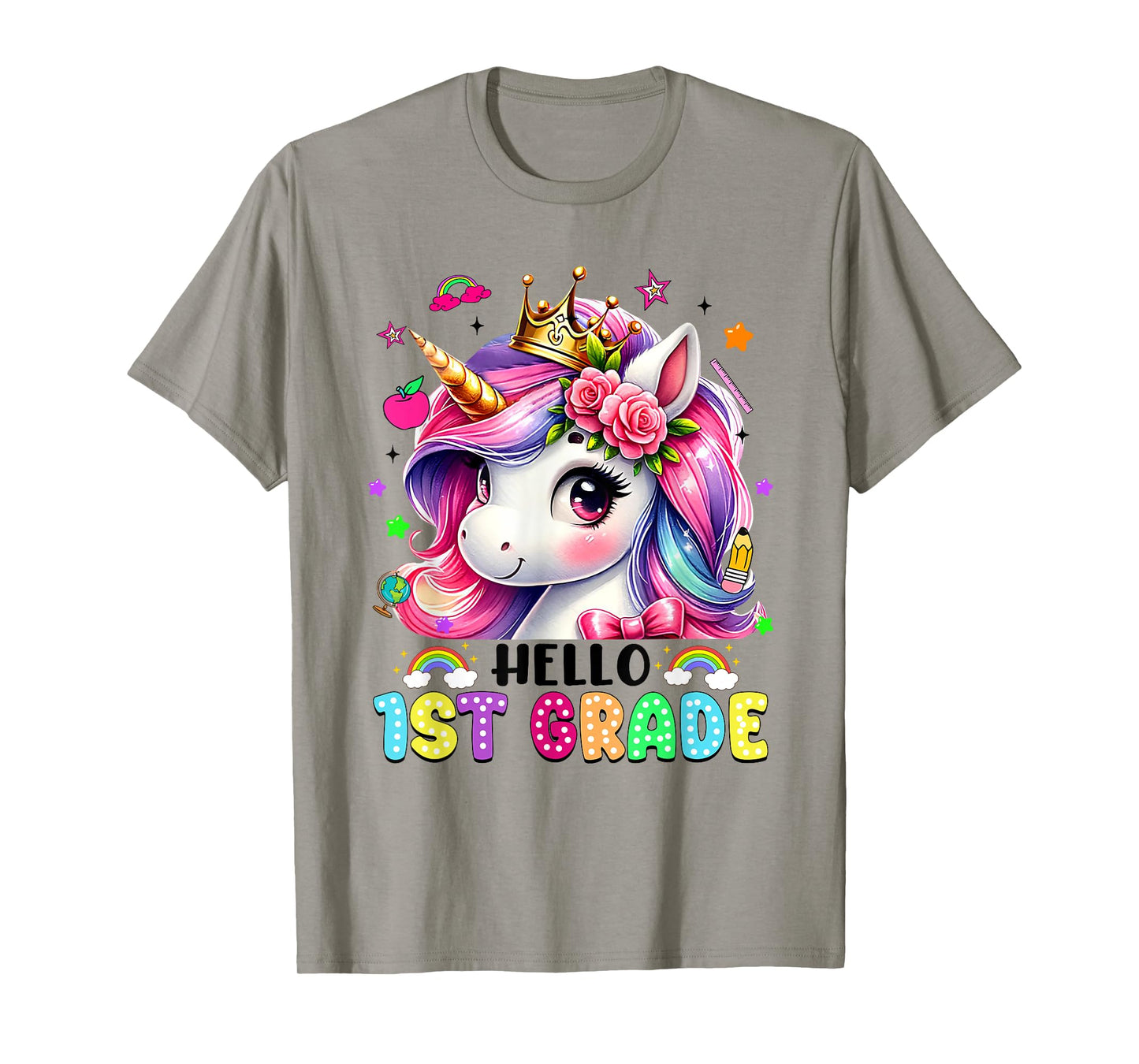 Hello 1st Grade Unicorn First Day Of School Outfits Girls T-Shirt