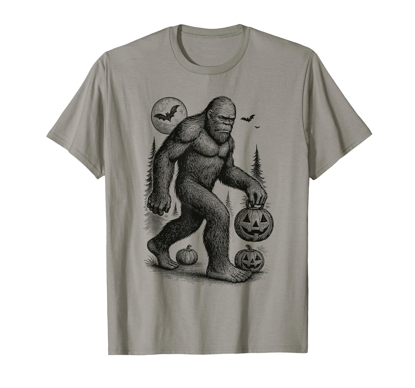 Halloween Bigfoot Sasquatch in The Forest Jack-O-Lantern Men T-Shirt