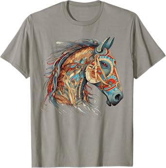 Horse Tribal Abstract Art Native American Geometric Horses T-Shirt