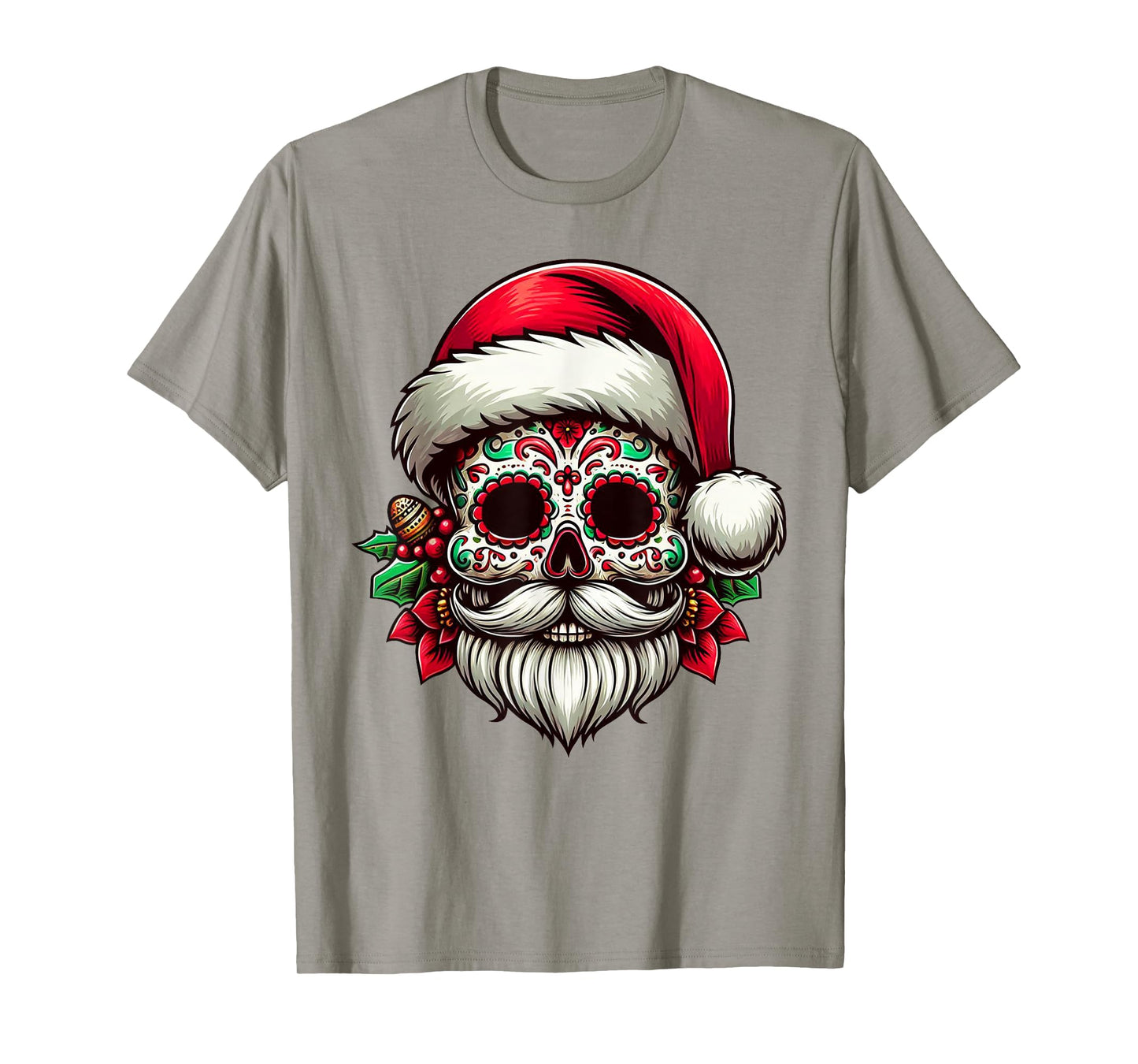 Sugar Skull Santa Mexico Calavera Xmas Dia De Los Muertos T-Shirt