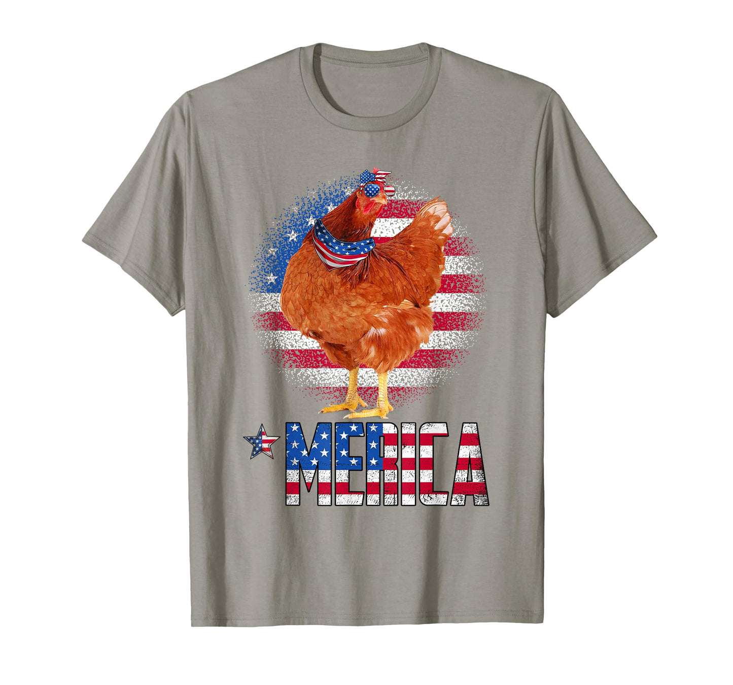 Retro Merica Chicken USA Flag Sunglasses & Bandana July 4th Women Kids Men T-Shirt