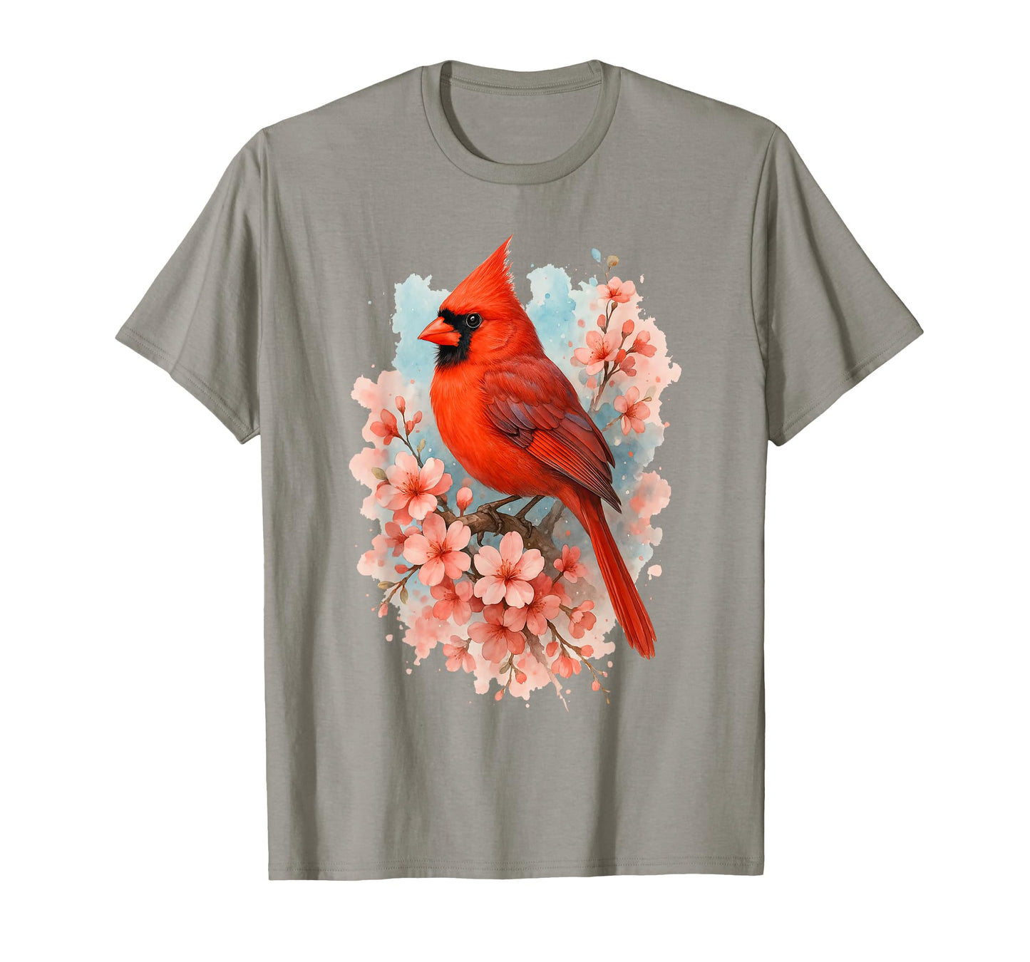 Watercolor Red Cardinal Floral Birdwatcher T-Shirt