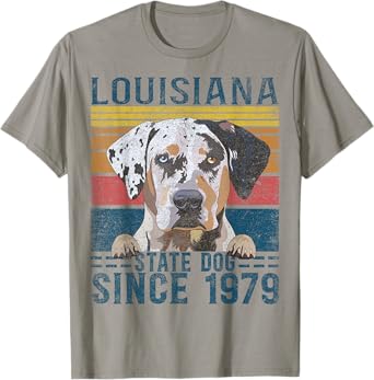 Louisiana Catahoula Leopard Dog US State Dog Fan Lover Retro T-Shirt