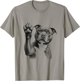 Cute Staffordshire Bull Terrier Staffy Dog Paw Design T-Shirt