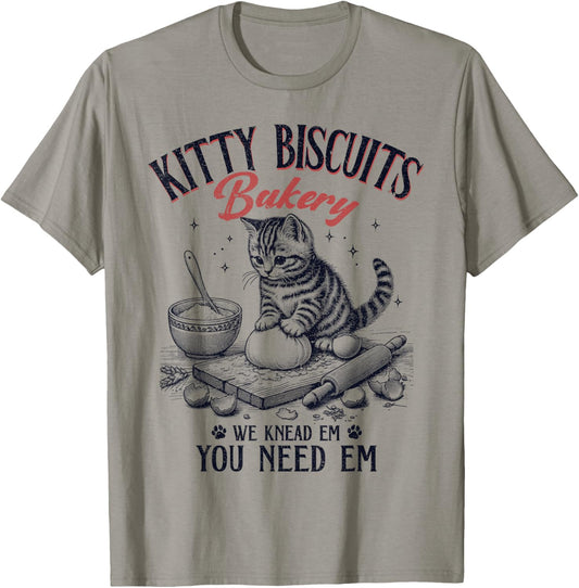 Cute Kitty Biscuits Bakery Vintage T-Shirt