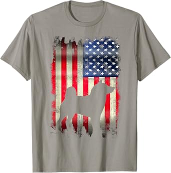 USA Akita Dog Vintage American Flag Funny T Shirt