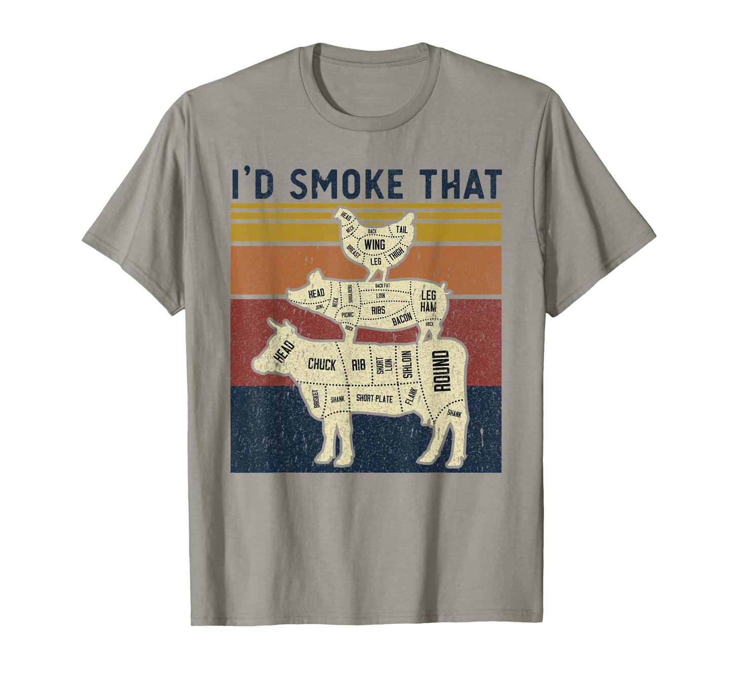 I'd Smoke That Beef Pork Chicken Butcher Cut Funny Grilling T-Shirt