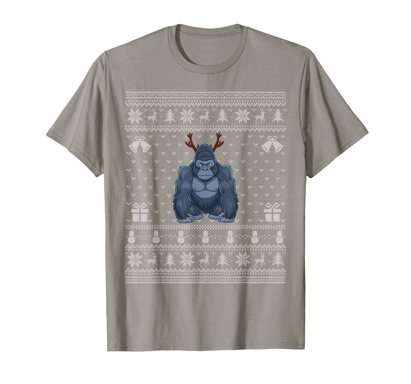 Ugly Xmas Sweater Style Gorilla Reindeer Christmas T-Shirt