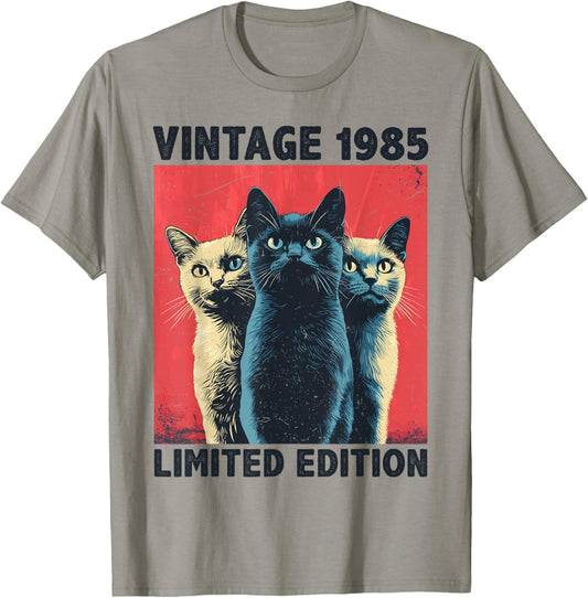 40 Years Old Gift Vintage 1985 Cat Lover 40th Birthday Funny T-Shirt