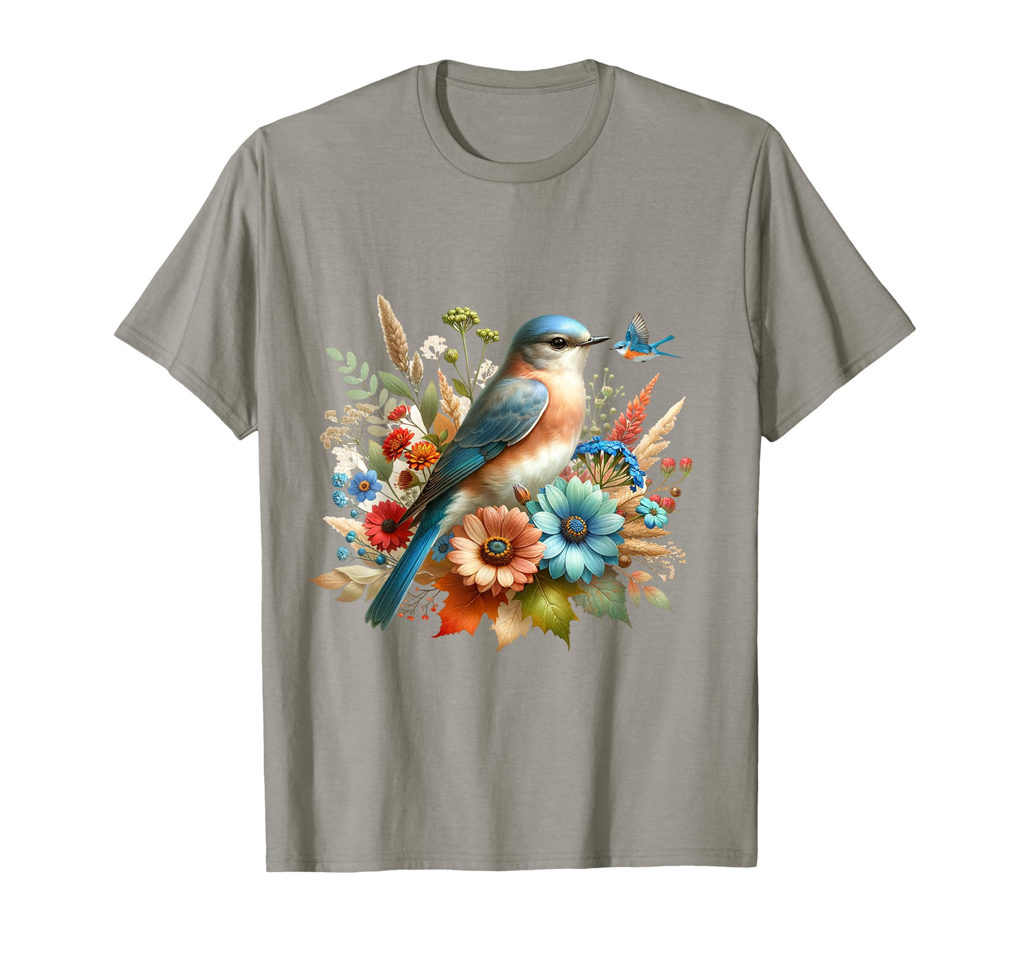 Eastern Bluebird Vintage Floral Autumn Bird T-Shirt