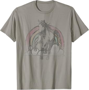 Retro Rainbow Horse Vintage Faded T-Shirt