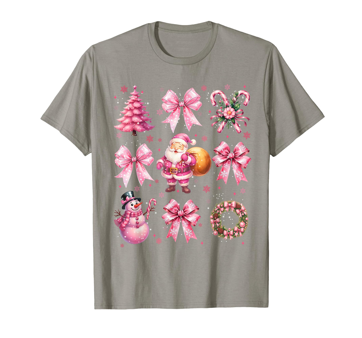 Cute Pink Santa Coquette Snowman Christmas Xmas Women Girl T-Shirt