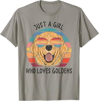 Girl Who Loves Golden Retrievers Dogs T-Shirt