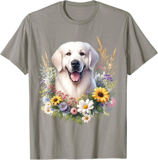 Slovensky Cuvac Dog Summer Wildflowers Artwork T-Shirt