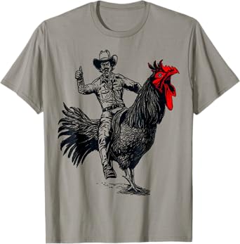 funny design Bachelorette Party cool Cowboy Riding Chicken T-Shirt