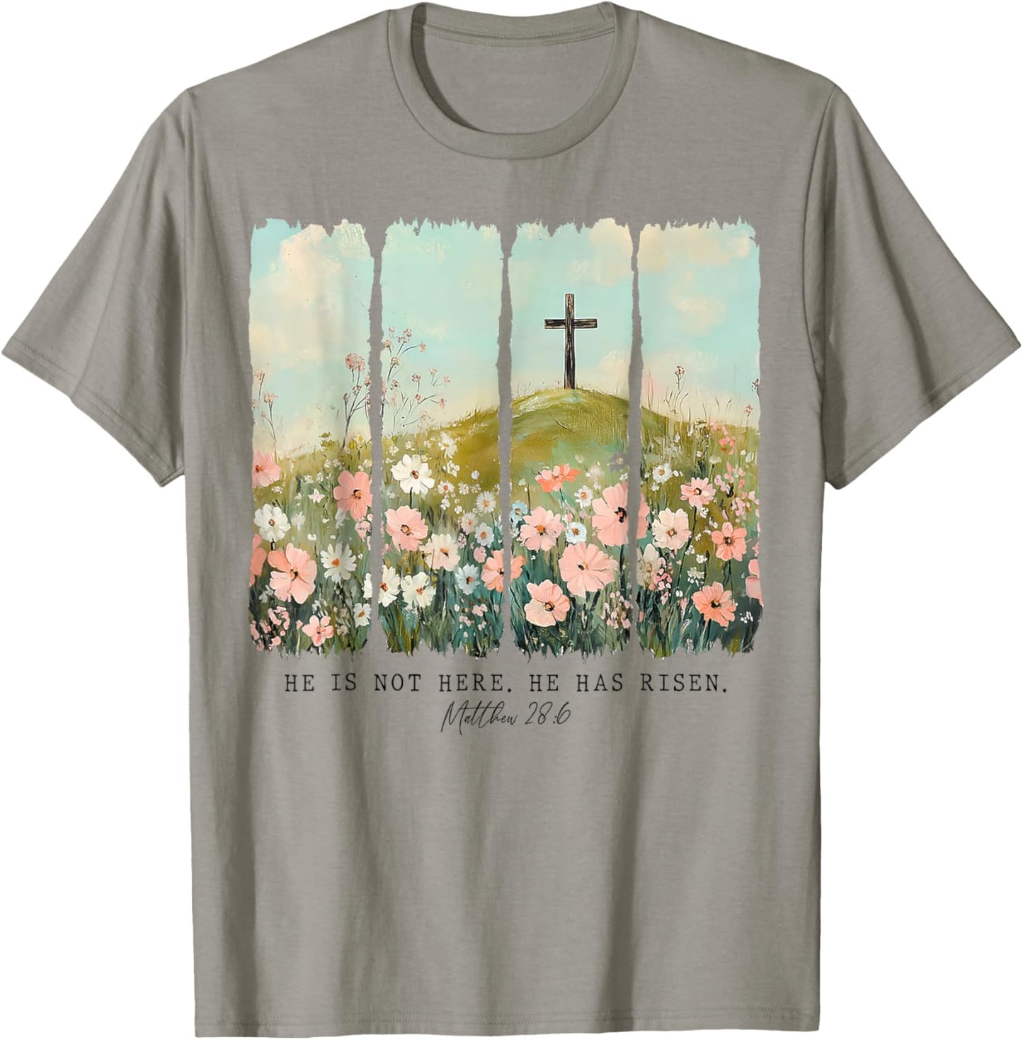 He Is Risen Christian Wildflower Happy Easter Women Girls T-Shirt