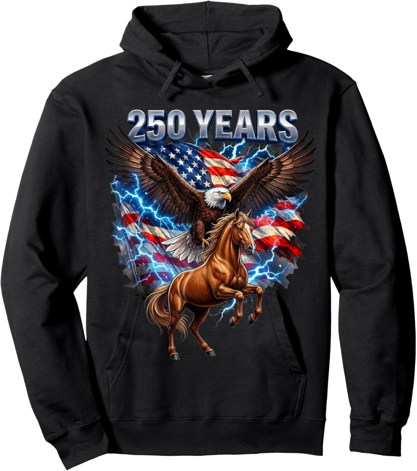 USA 250th Anniversary Bald Eagle & Clydesdale Horse T-Shirt - Hoodie | Black