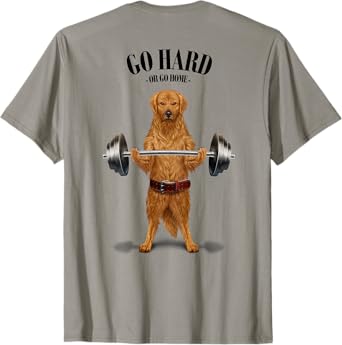 Golden Retriever Dog Weightlifting in Fitness Gym T-Shirt for Men Women Kids