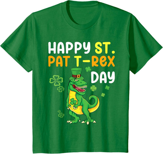 Kids Happy St Pat Trex Day Dinosaur St Patricks Day Toddler Boy T-Shirt
