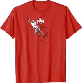 BreakingT - Jeremiah Smith One-Handed Catch Ohio State Football T-Shirt - Unisex Adults - Red - Small - Short Sleeve - Classic Fit - Custom Artwork, Officially Licensed