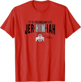 BreakingT Jeremiah Smith Ohio State Football T-Shirt - Red, Small, Crew Neck, Short Sleeve, Classic Fit, Lightweight, All Seasons, Unisex-Adults, Unisex-Kids