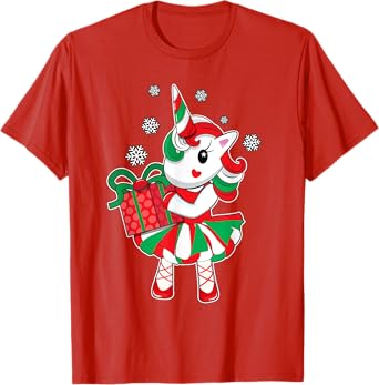 Christmas Unicorn Fun Girls Kids Snowflake Holiday Xmas Gift T-Shirt