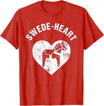 Dala Horse Heart Valentine's Day TShirt Swedish Swede Heart