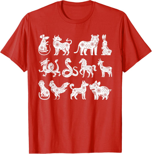 Chinese Zodiac Animals In Order Lunar Chinese New Year T-Shirt