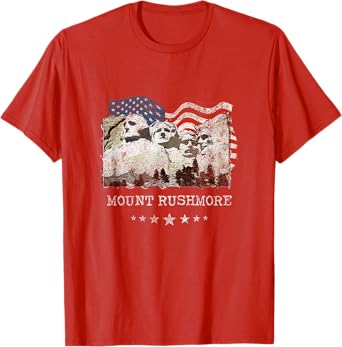 Mount Rushmore T-Shirt, Distressed Vintage Patriots Flag Tee T-Shirt