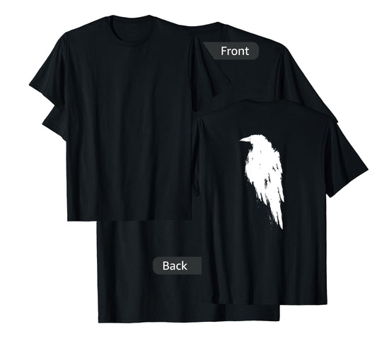 Retro Vintage White Raven Crow DESIGN ON BACK T-Shirt