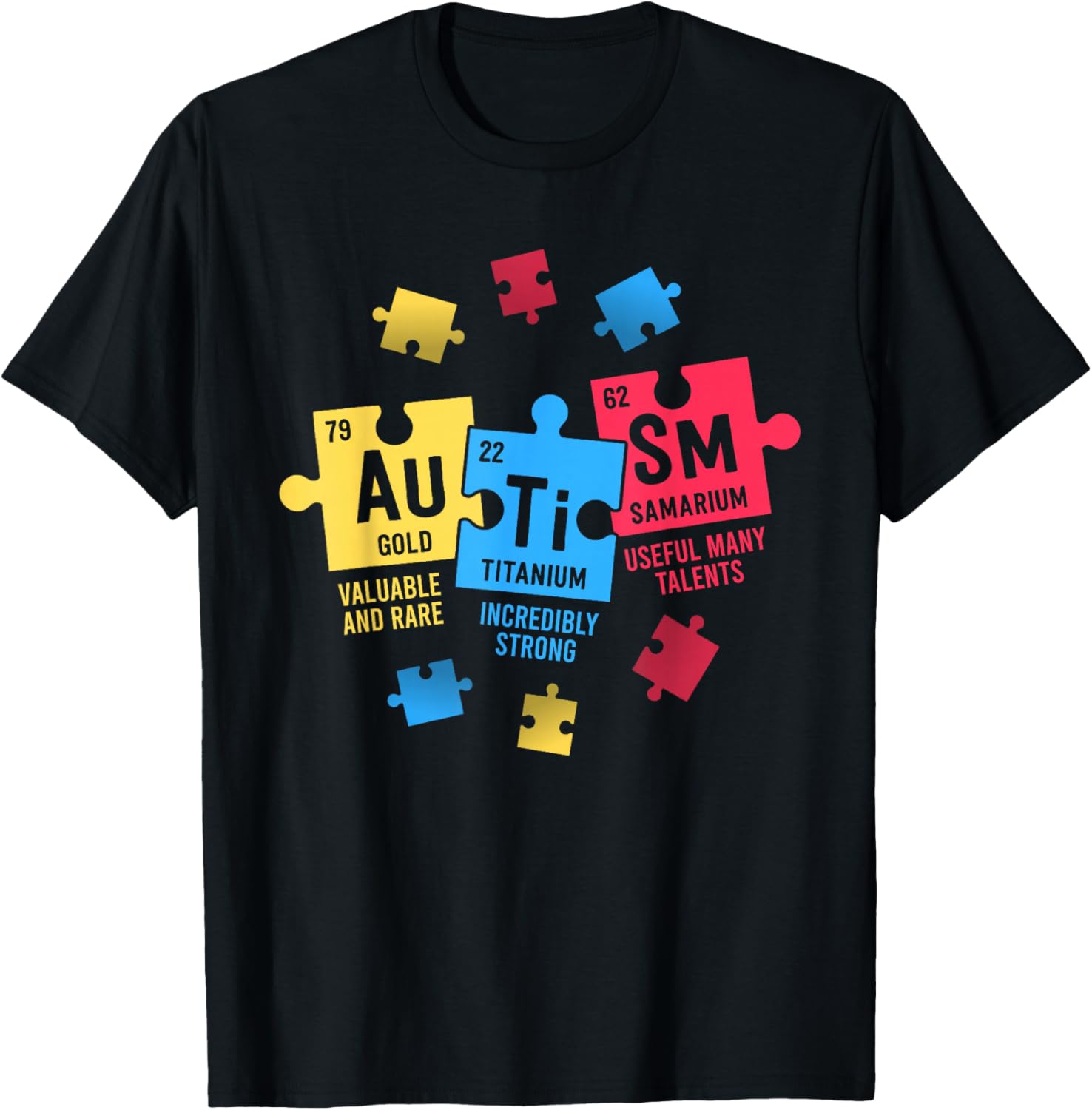 Elements Periodic Table ASD Autism Awareness Women Men Kids T-Shirt T-Shirt - T-Shirt | Black