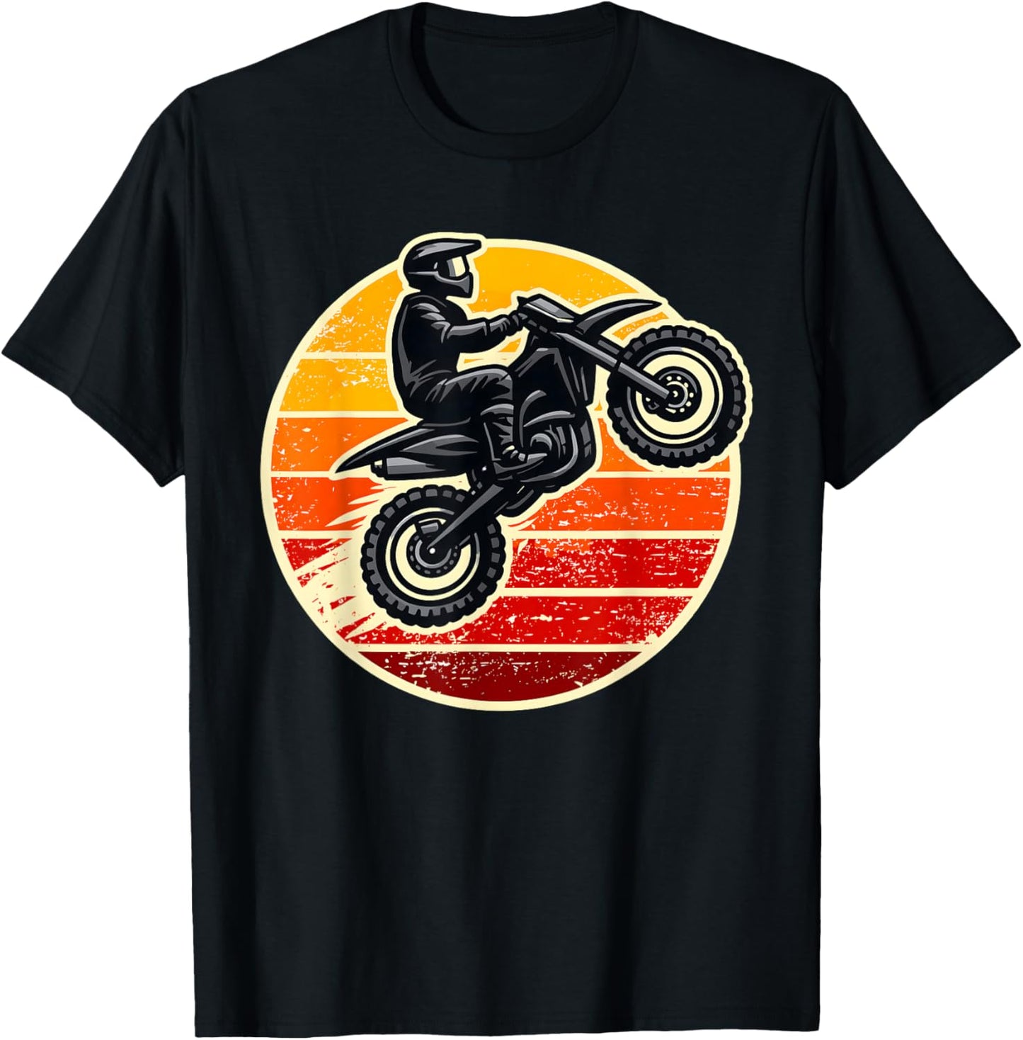 Dirt Bike Sunset Motocross Men Women Kids Girls Boys T-Shirt T-Shirt - T-Shirt | Black
