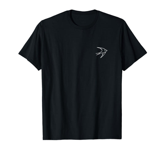 Swallow Bird Badge Patch Line Art Icon Outline Gift T-Shirt