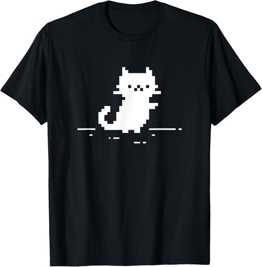 Cute Cat Minimal Pixel Art Nostalgic Retro 8-bit Gamer T-Shirt