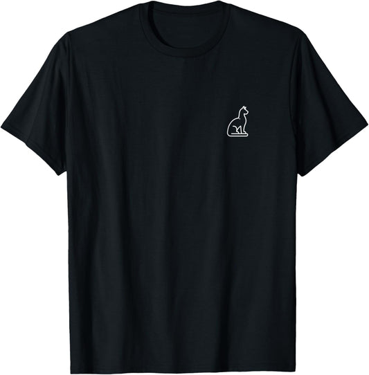 Cat Animal Badge Patch Line Art Icon Outline Gift T-Shirt