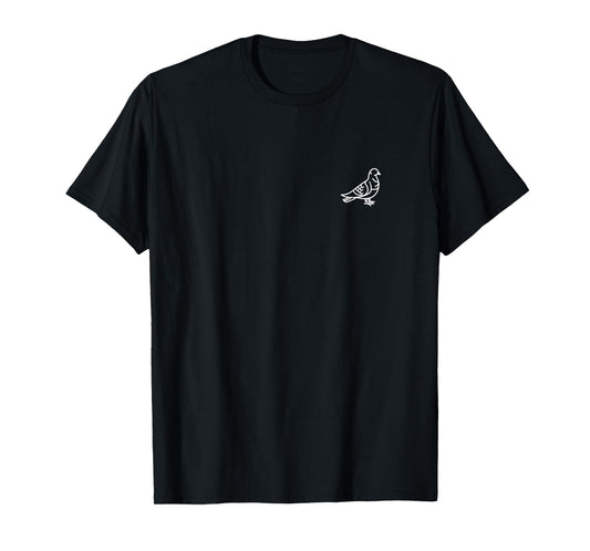Pigeon Bird Badge Patch Line Art Icon Outline Gift T-Shirt