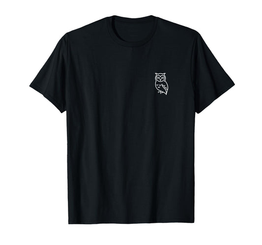 Owl Bird Badge Patch Line Art Icon Outline Gift T-Shirt