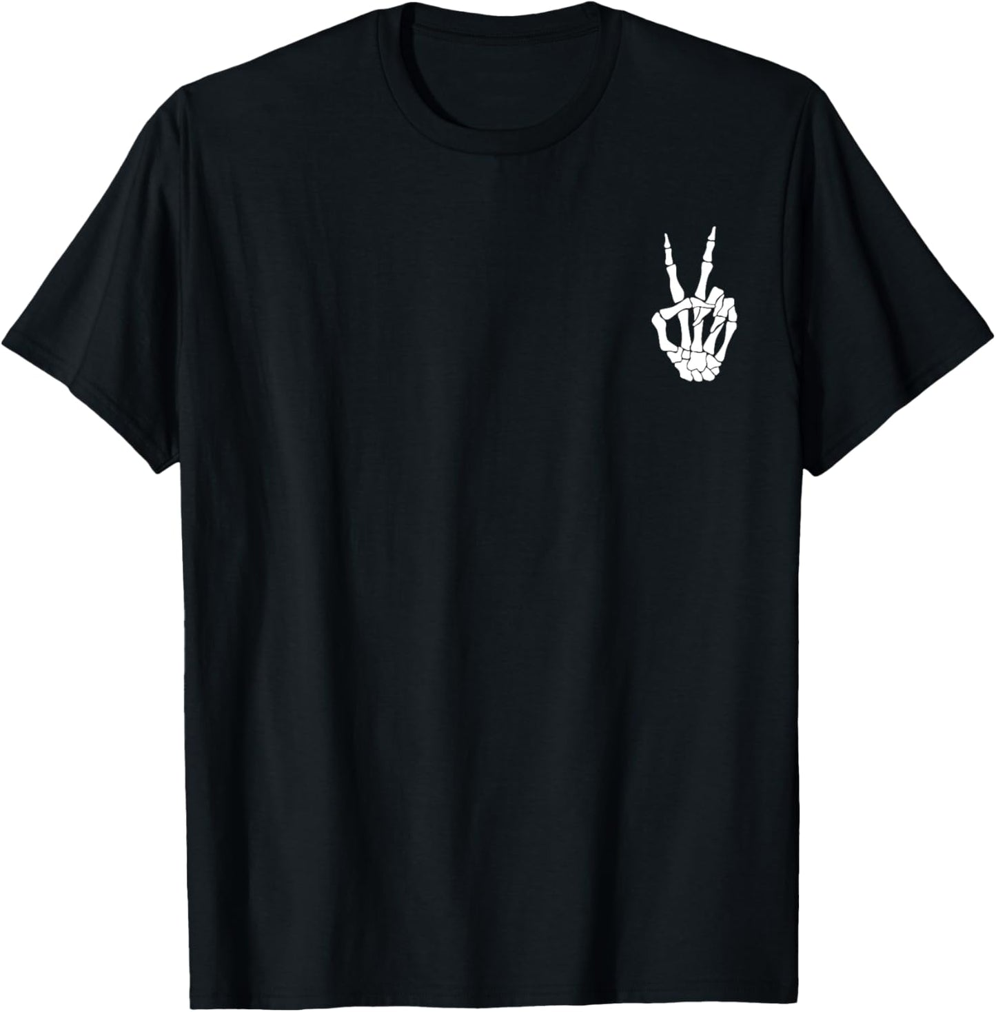Skeleton Hand Peace Sign Bone Halloween Pocket Skeleton T-Shirt