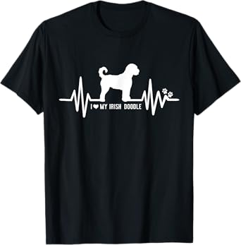 Irish Doodle Heart Beat EKG Pulse Design For Dog Lovers T-Shirt for Men Women Kids