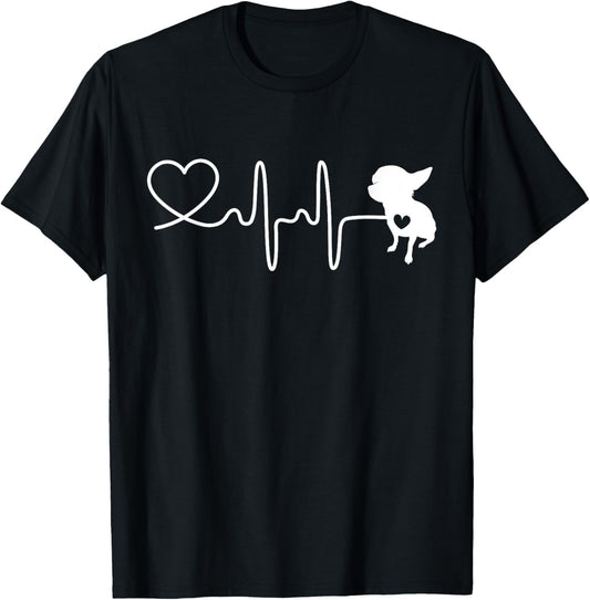 Chihuahua Heartbeat Design for Women Men Chihuahua Dog Lover T-Shirt