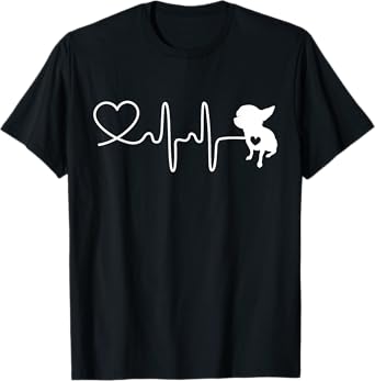 Chihuahua Heartbeat Design for Women Men Chihuahua Dog Lover T-Shirt