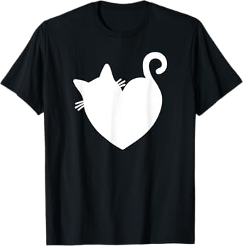 Cat Heart Graphic Women Present Valentines Day Kitty T-Shirt