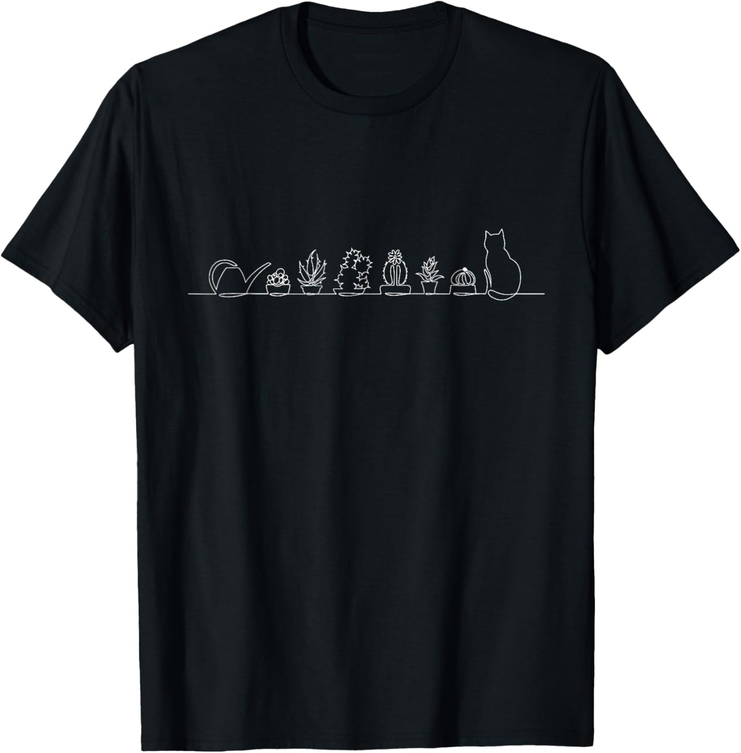 Gardening Gardener Cat Succulent Cactus Plant Lovers Funny T-Shirt