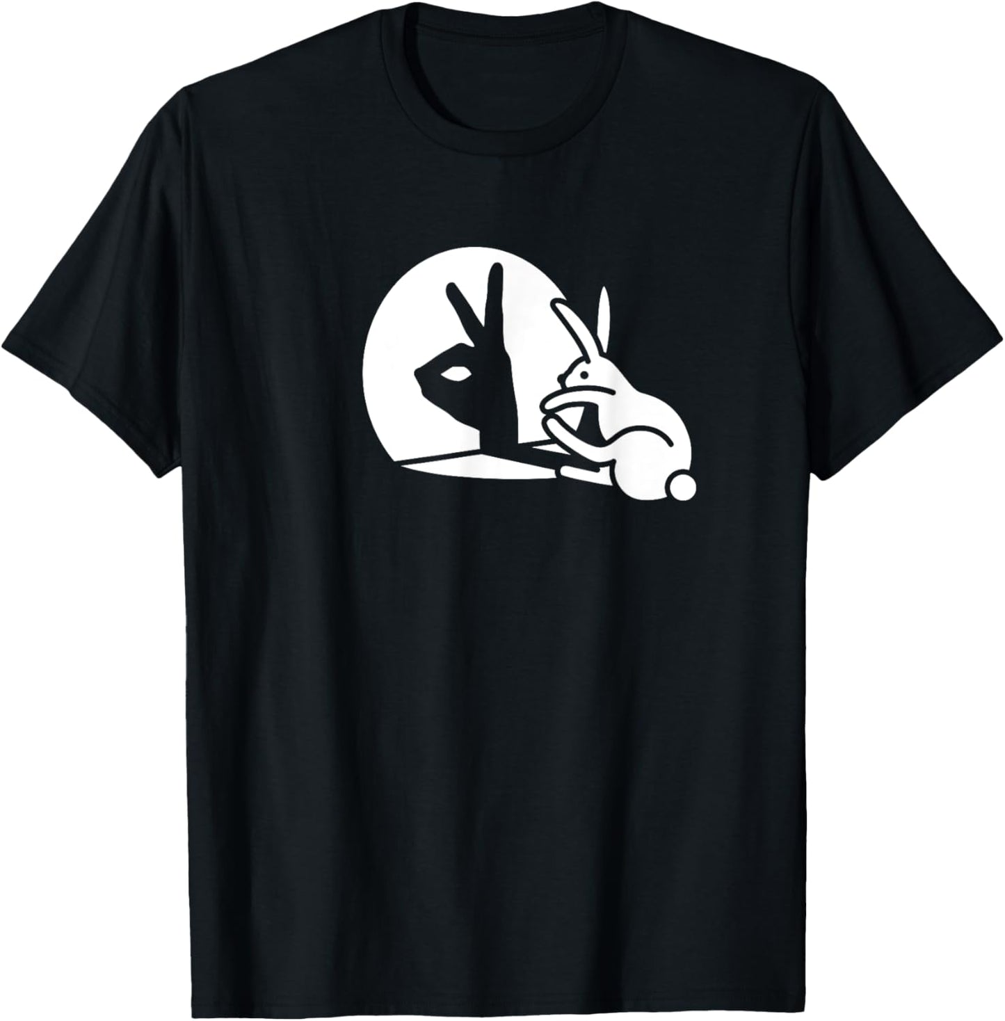 Funny Rabbit hand shadow projection bunny hare pop art T-Shirt