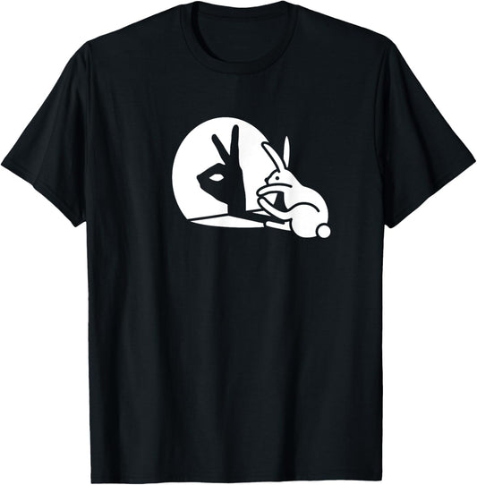 Funny Rabbit hand shadow projection bunny hare pop art T-Shirt