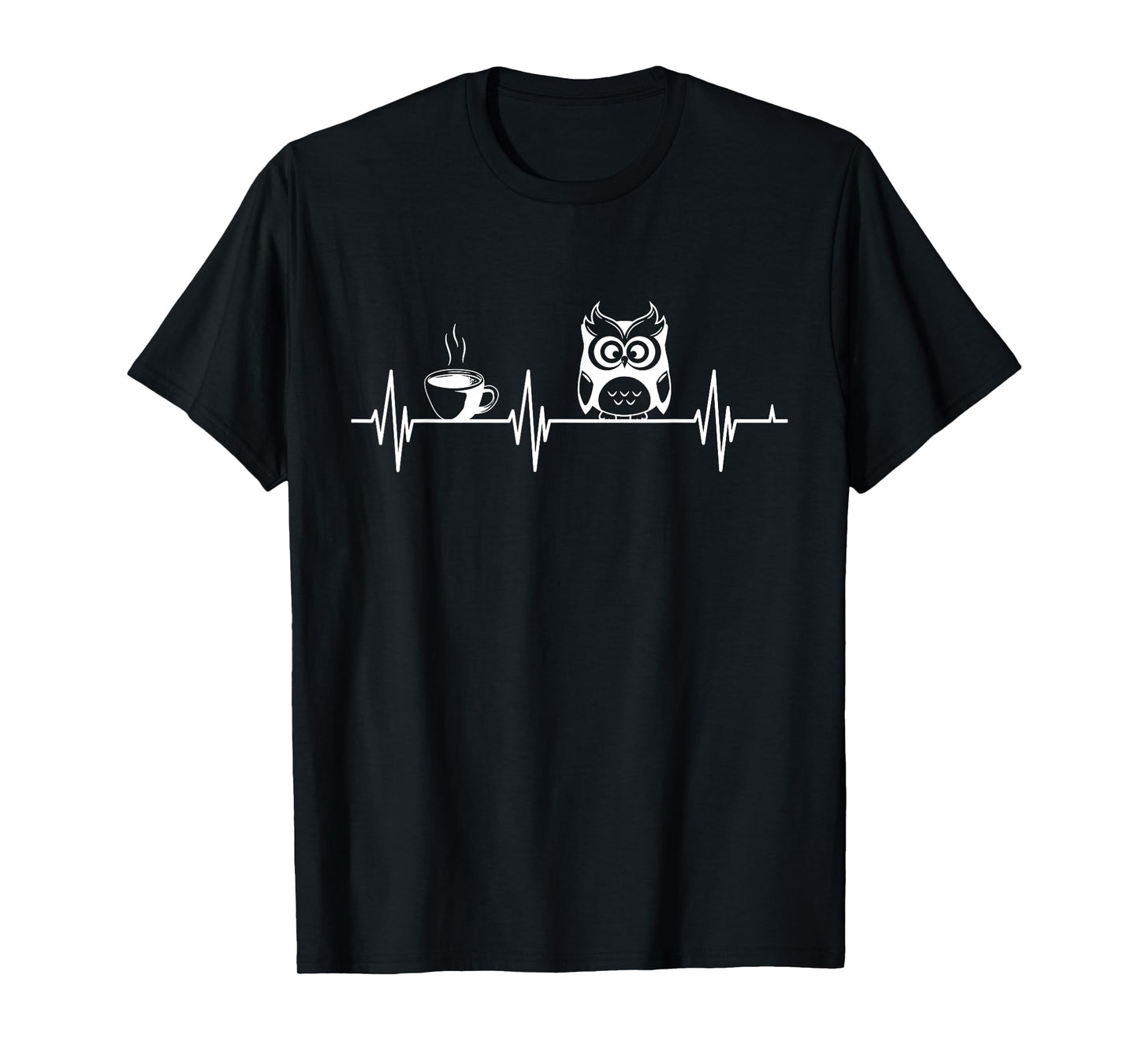 Cute Owl Art For Men Women Heartbeat Coffee Owl Lovers T-Shirt